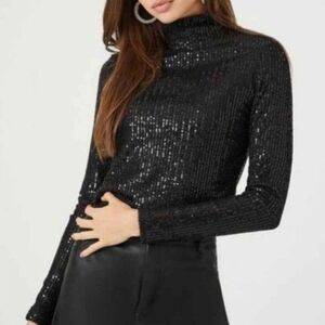Forever 21 Black Sequin Party Top